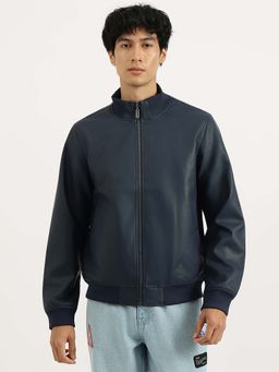 United Colors of Benetton - Blue Regular Fit High Neck Solid Jacket