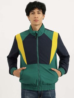 United Colors of Benetton - Green Regular Fit High Neck Colour-Blocked Jacket