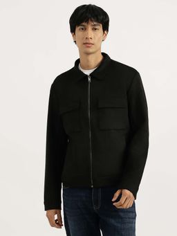 United Colors of Benetton - Black Regular Fit Spread Collar Solid Trucker Jacket