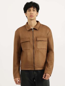 United Colors of Benetton - Brown Regular Fit Spread Collar Solid Trucker Jacket