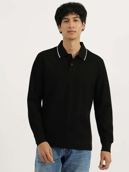 United Colors of Benetton - Black Regular Fit Collared Solid Polo T-Shirt