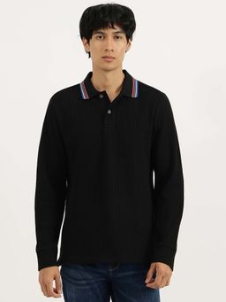 United Colors of Benetton - Black Regular Fit Collared Ribbed Polo T-Shirt