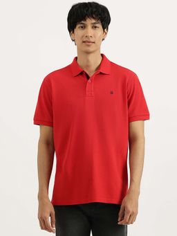 United Colors of Benetton - Red Relaxed Fit Collared Solid Polo T-Shirt