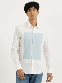 United Colors of Benetton - White Slim Fit Spread Collar Colour-Blocked Shirt