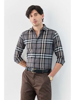 Snitch - Grey Checks Slim Formal Luxe Shirt