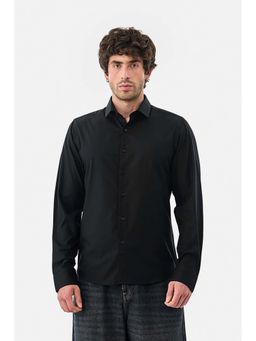 Snitch - Black Textured Slim Formal Luxe Shirt
