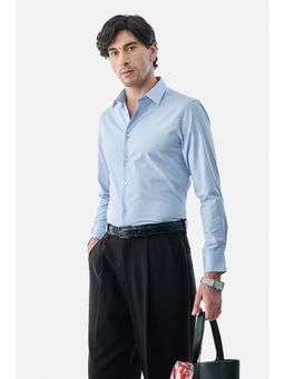 Snitch - Light Blue Textured Slim Formal Luxe Shirt