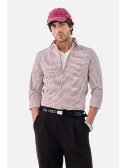 Snitch - Red Micro Check Slim Semi Formal Shirt