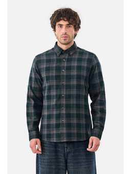 Snitch - Dark Green Plaid Slim Casual Shirt