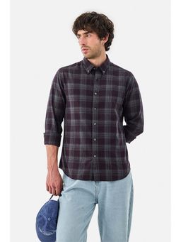Snitch - Purple Plaid Slim Casual Shirt