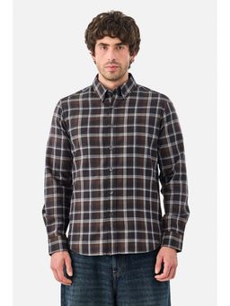 Snitch - Dark Brown Checks Slim Casual Shirt
