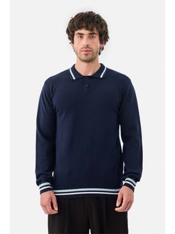 Snitch - Navy Blue Solid Regular Casual Polo T-Shirt