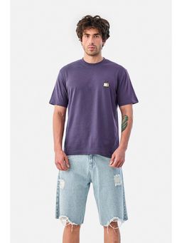 Snitch - Purple Solid Half Sleeves Regular Casual T-Shirt