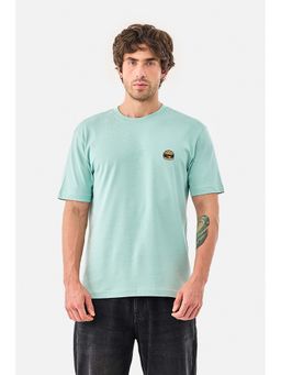 Snitch - Light Green Embroidery Half Sleeves Regular Casual T-Shirt