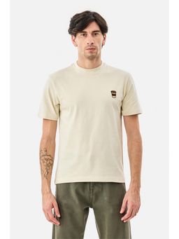 Snitch - Beige Embroidered Half Sleeves Regular Casual T-Shirt