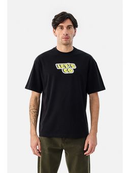 Snitch - Black Half Sleeves Oversized Casual T-Shirt