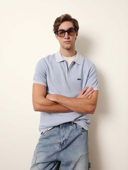 The Bear House - Men'S Blue Half Sleeve Polo T-Shirt