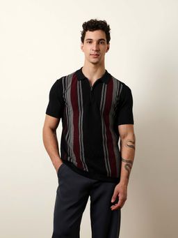 The Bear House - Men'S Black Half Sleeve Polo T-Shirt