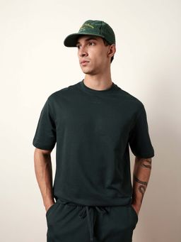 The Bear House - Men'S Green Half Sleeve Oversize T-Shirt
