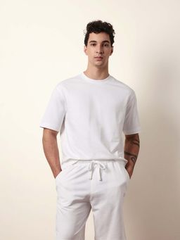 The Bear House - Men'S White Half Sleeve Oversize T-Shirt