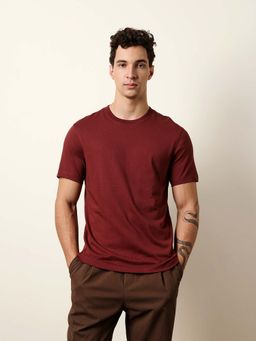 The Bear House - Men'S Maroon Half Sleeve Regular T-Shirt