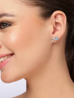 Kicky and Perky - 925 Sterling Silver Blue Infinity Stud Earrings