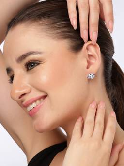 Kicky and Perky - 925 Sterling Silver Evil Eye and Moissanite Stud Earrings
