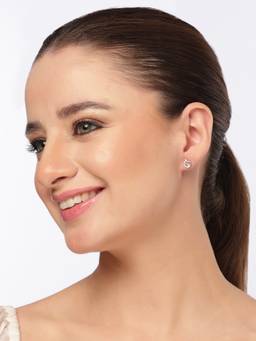Kicky and Perky - 925 Sterling Silver Rose Gold Swan Stud Earrings