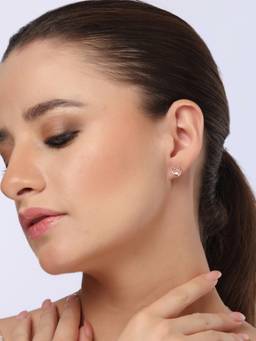 Kicky and Perky - 925 Sterling Silver Rose Gold Plated Cutout Heart Stud Earrings