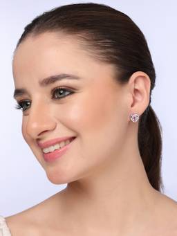 Kicky and Perky - 925 Sterling Silver Pink Tourmaline Lab Grown Stud Earrings