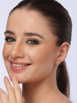 Kicky and Perky - 925 Sterling Stone Studded Gold Plating Stud Earrings