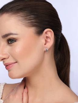 Kicky and Perky - Purple Amethyst 925 Sterling Silver Rhodium Plating Stud Earrings