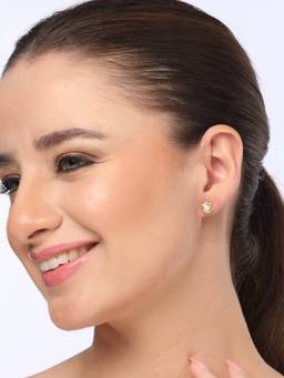 Kicky and Perky - 925 Sterling Silver Pearl Gold Plating Stud Earrings