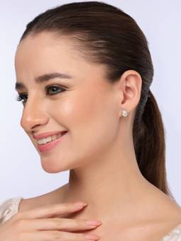 Kicky and Perky - 925 Sterling Silver Pearl Rhodium Plating Stud Earrings
