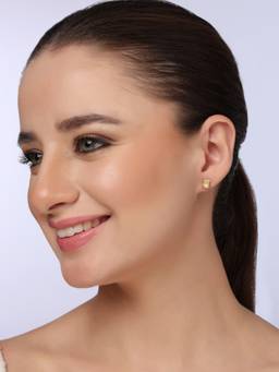 Kicky and Perky - 925 Sterling Silver Gold Plated Pearl Stud Earrings