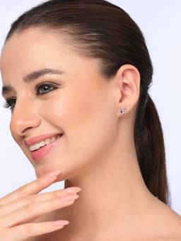Kicky and Perky - Purple Amethyst 925 Sterling Silver Rhodium Plating Stud Earrings