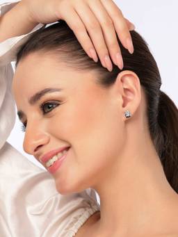 Kicky and Perky - Purple 925 Sterling Silver Rhodium Plating Stud Earrings