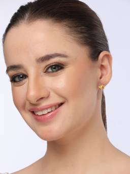 Kicky and Perky - 925 Sterling Silver Gold Plating Citrine Stud Earrings