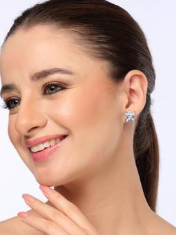 Kicky and Perky - Blue Moissanite 925 Sterling Silver Rhodium Plating Stud Earrings