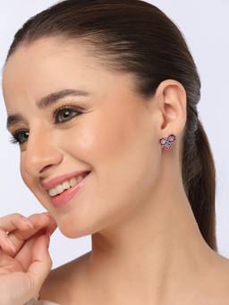 Kicky and Perky - 925 Sterling Silver Meenakari Rhodium Plating Stud Earrings