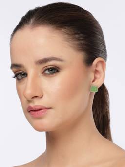 Kicky and Perky - 925 Sterling Silver Green Frog Enamel Stud Earrings