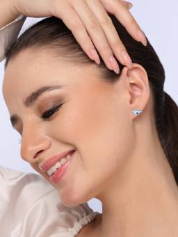 Kicky and Perky - 925 Sterling Silver Iolite Purple Stone Stud Earrings