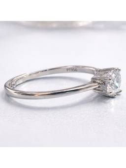 SAMIKA - 925 Sterling Silver Solitaire White Stone Adjustable Ring