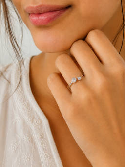 SAMIKA - 925 Sterling Silver Adjustable Crystal Ring