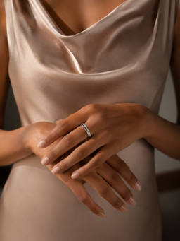 SAMIKA - 925 Sterling Silver Minimal Dual Band Cz Adjustable Ring
