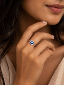 SAMIKA - 925 Sterling Silver Evil Eye Cz Adjustable Ring