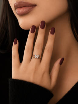 SAMIKA - 925 Sterling Silver Butterfly Cz Adjustable Ring