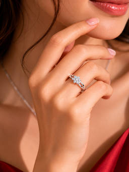 SAMIKA - 925 Sterling Silver Floral Cluster Cz Adjustable Ring
