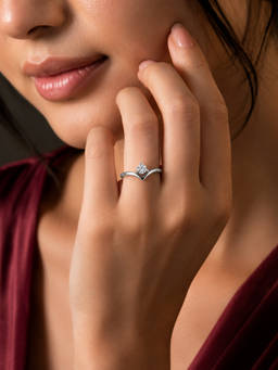 SAMIKA - 925 Sterling Silver Solitaire Crown Cz Adjustable Ring