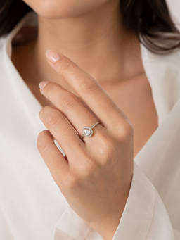 SAMIKA - 925 Sterling Silver Teardrop Halo Cz Adjustable Ring